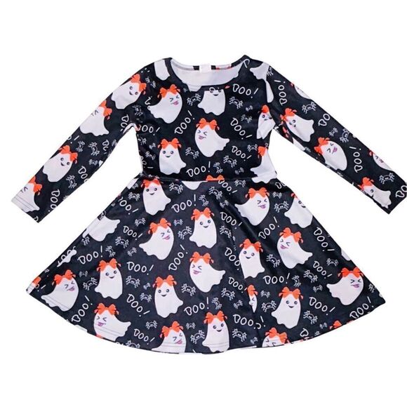 No Brand Other - Ghost Girls Long Sleeve Halloween Skater Dress Size S